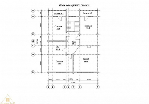 Двухэтажный дом из бруса 192х145 с террасой и балконом 3 Двухэтажный дом из бруса 192х145 с террасой и балконом 3