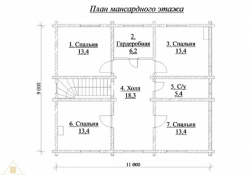 Объект №1Д: домокомплект двухэтажного дома из бруса с террасой 2 Объект №1Д: домокомплект двухэтажного дома из бруса с террасой 2