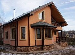 Объект №41: двухэтажный дом из бруса 145х130 с эркером, балконом и крыльцом 0