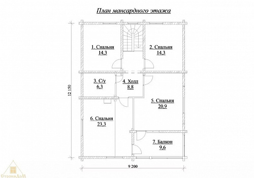 Объект №18Д: домокомплект двухэтажного дома из бруса с двумя террасами 4