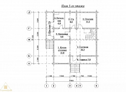 Объект №25: двухэтажный дом из бруса 192х145 с крыльцом, террасой и балконом 1